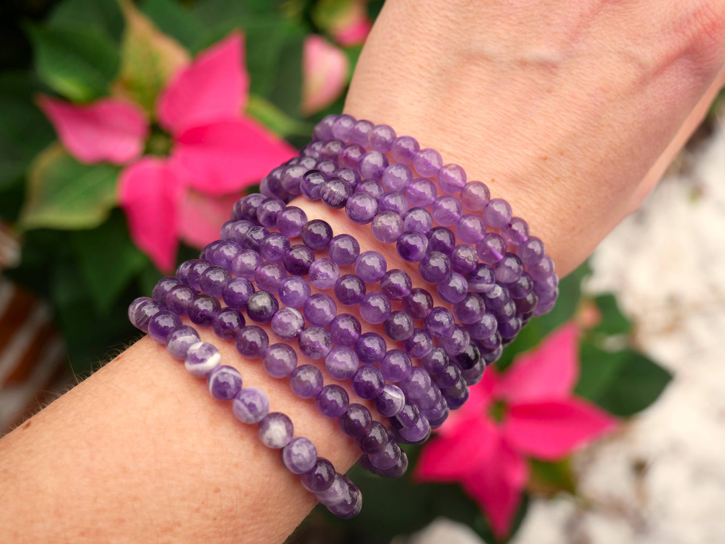 Amethyst Beaded Bracelet 6mm
