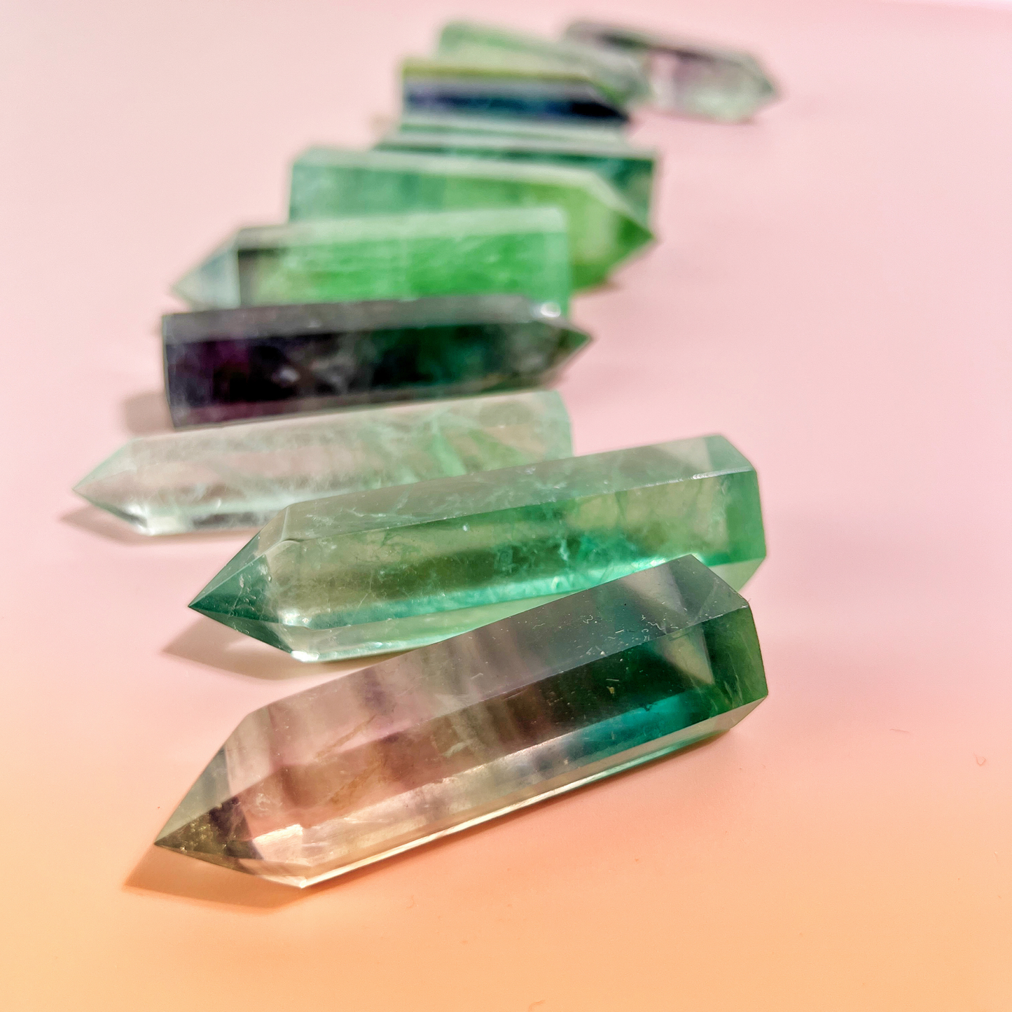 Natural Green Fluorite Quartz Crystal Point Spiritual Stone