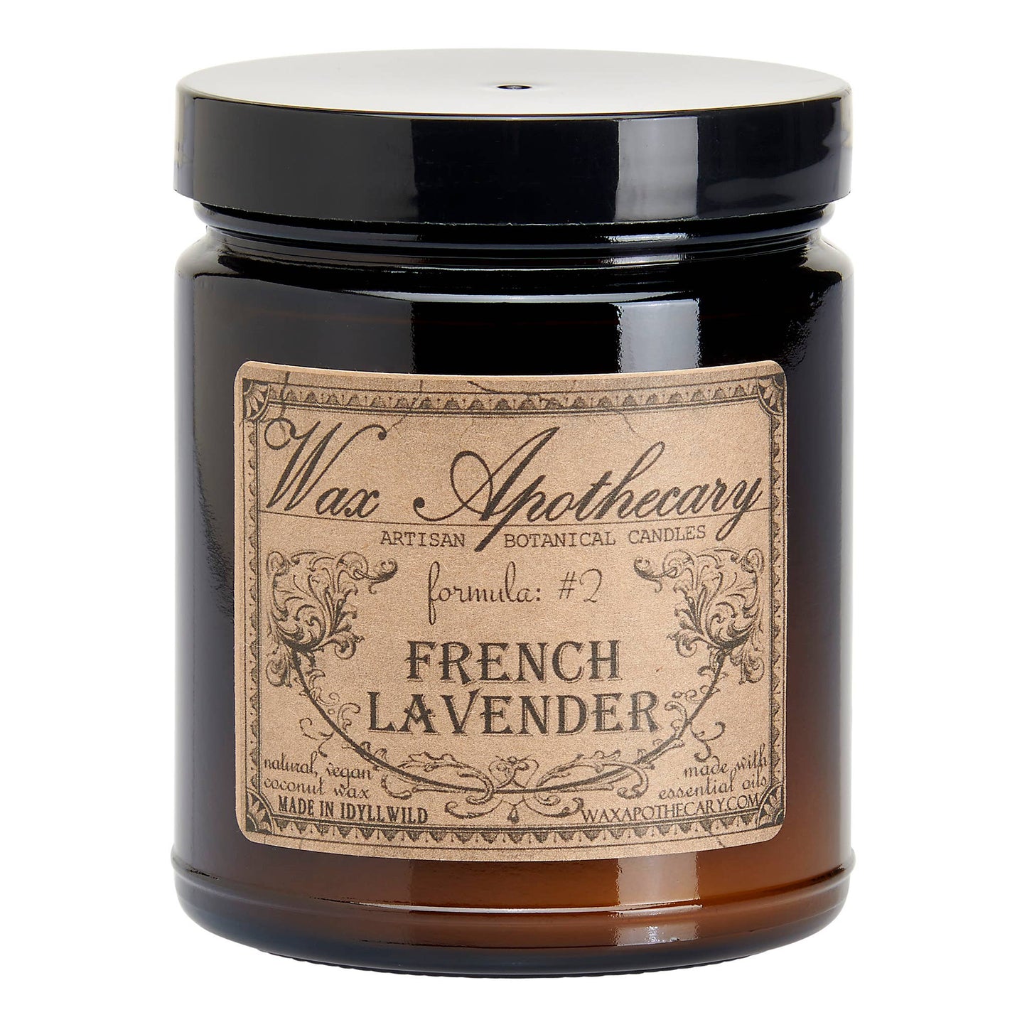 French Lavender 6oz Botanical Candle in Amber Glass Jar