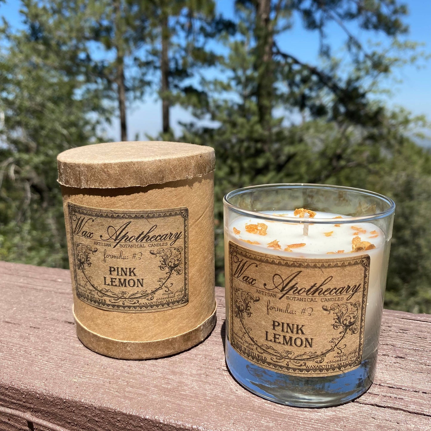 Pink Lemon Botanical Candle in Scotch Glass in Gift Box 7oz