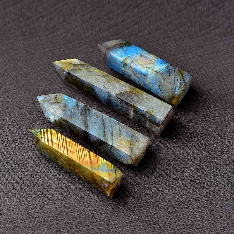 Natural Labradorite Crystal Obelisk Tower Point