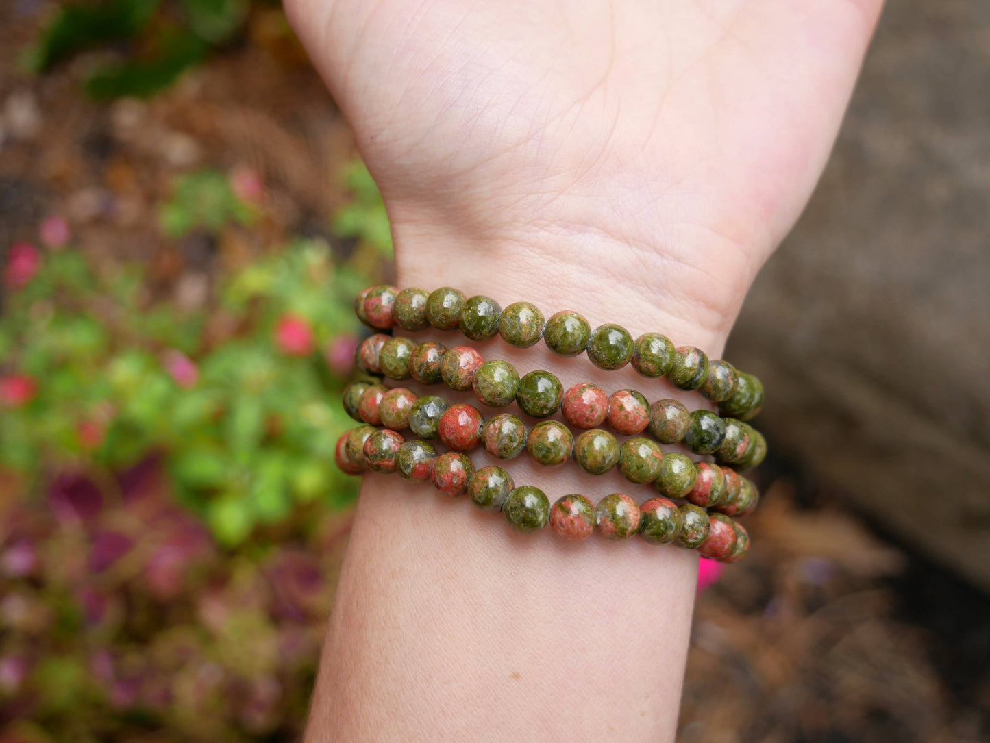 Unakite Beaded Bracelets 6mm