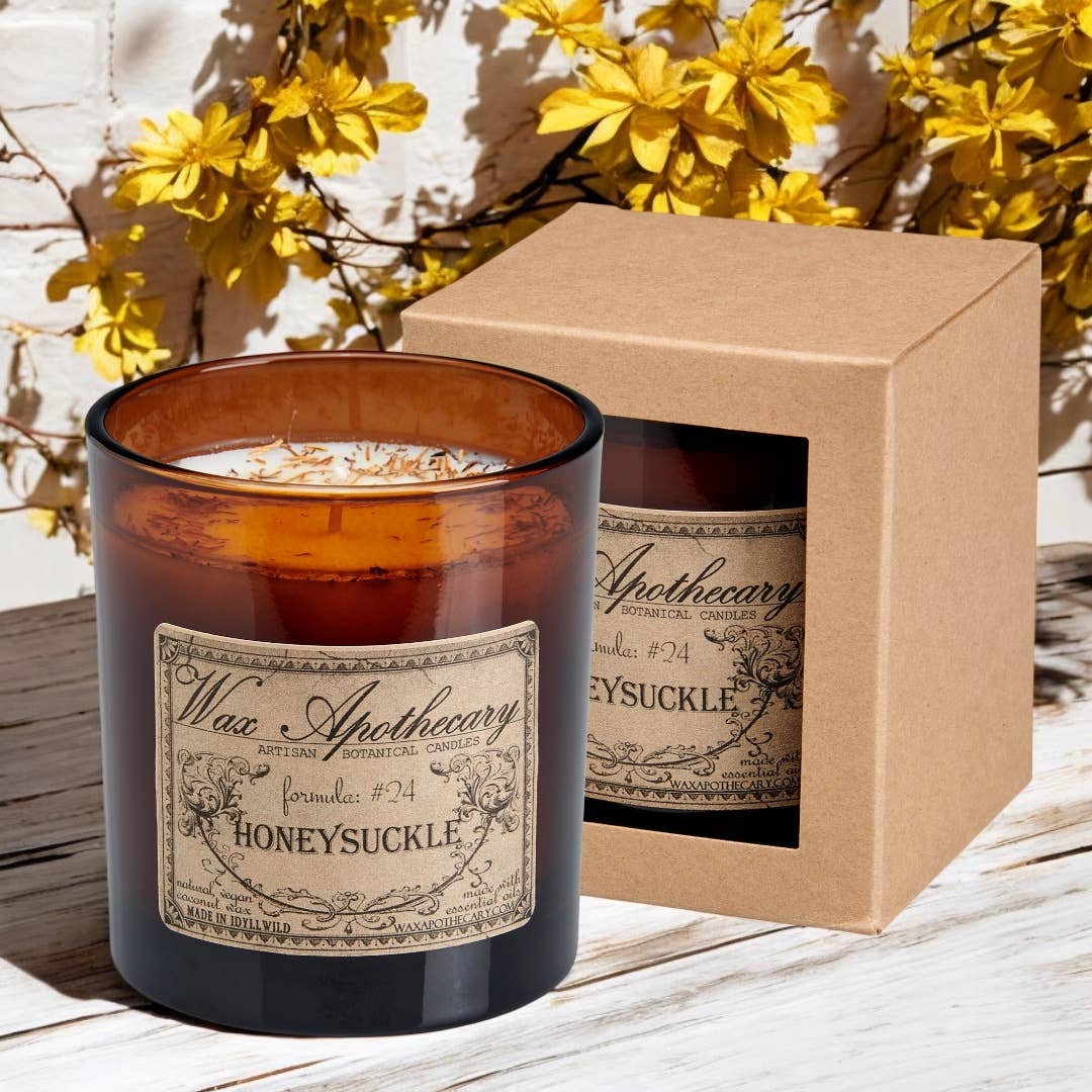 Artisan Amber Glass Candle - Honeysuckle