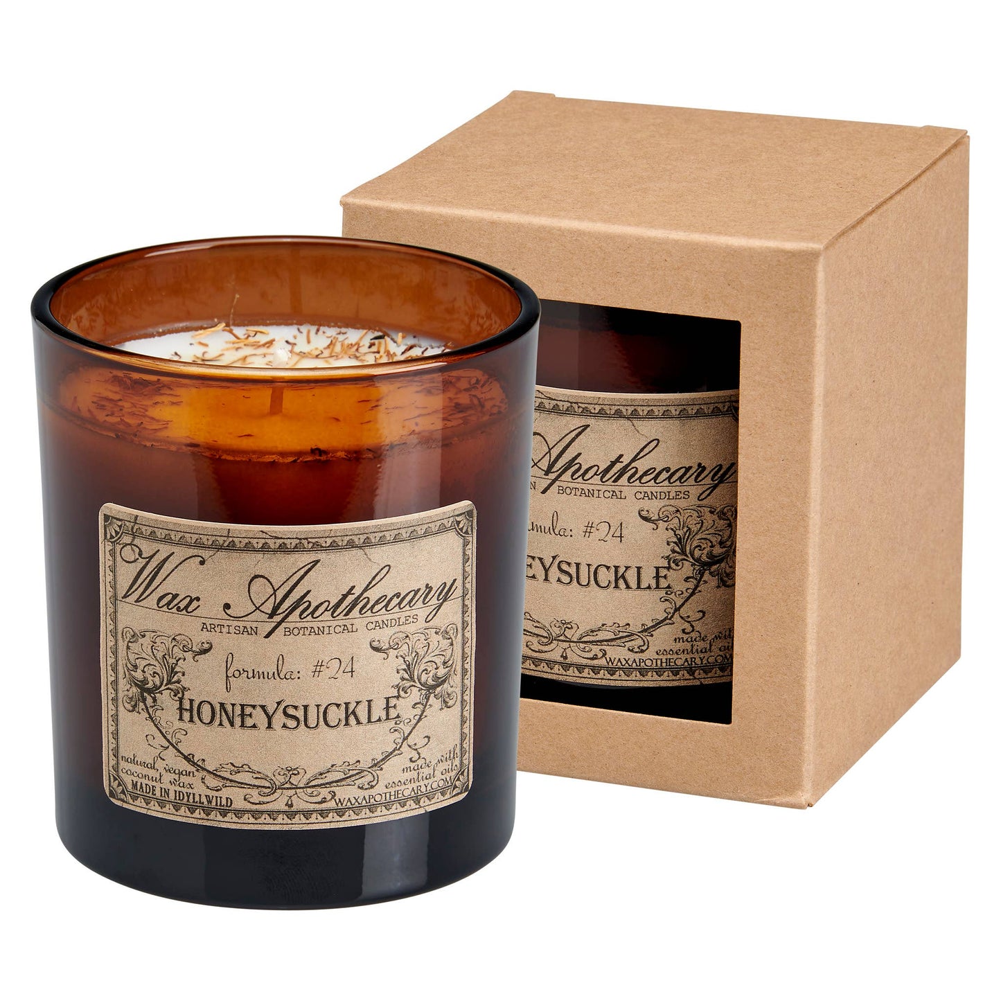 Artisan Amber Glass Candle - Honeysuckle