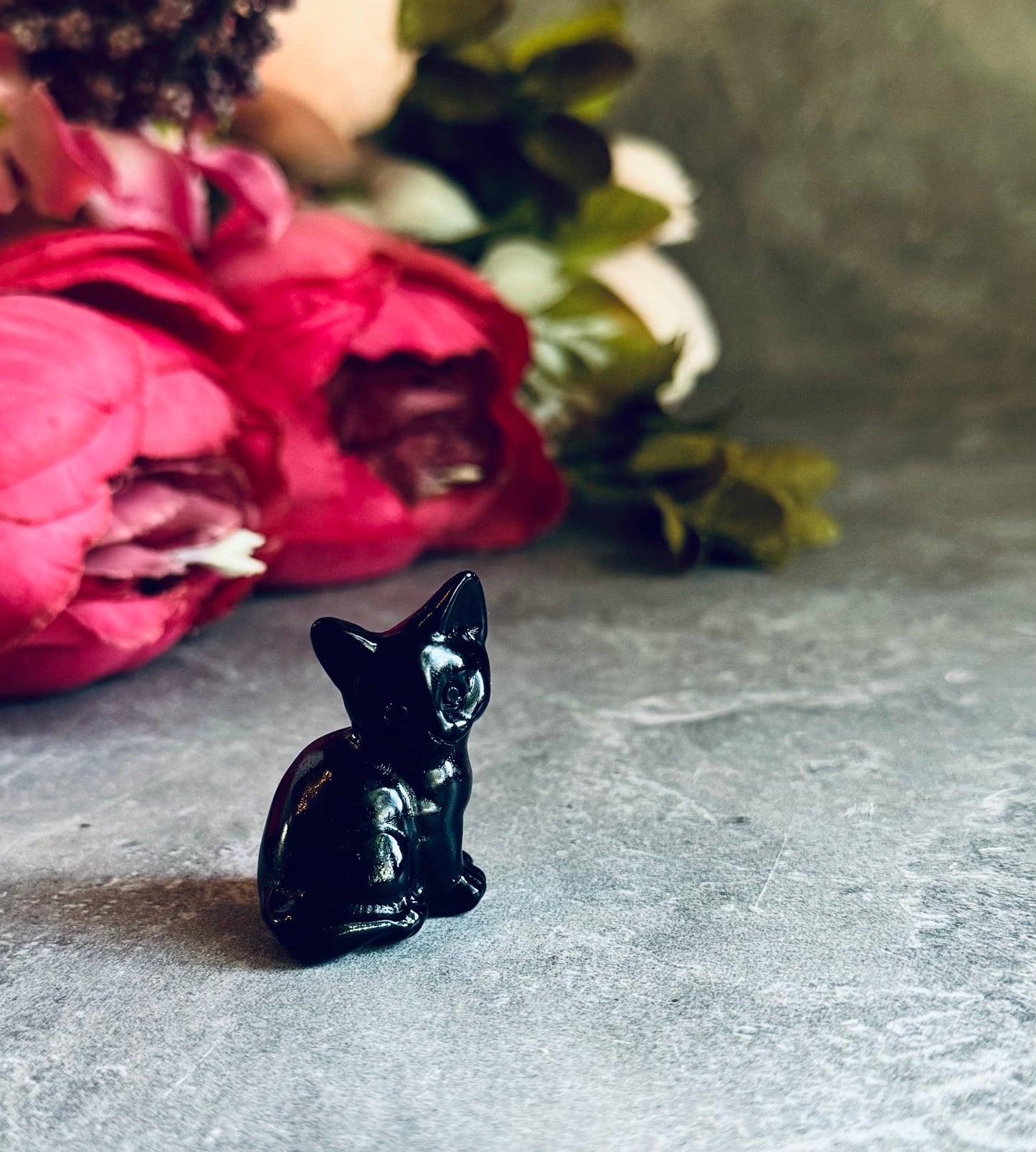Black Obsidian Cat Mini Black Cat, Crystal Cat, Witchy