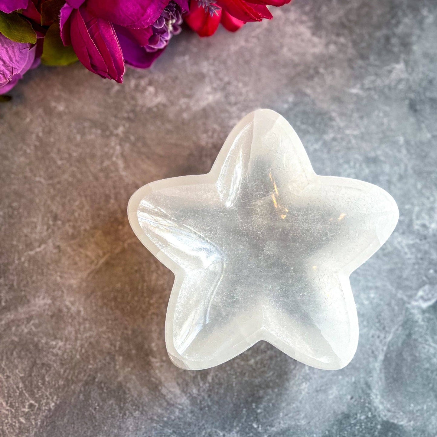 5.5" Selenite STAR Bowls, Charging Bowl, Christmas Decor