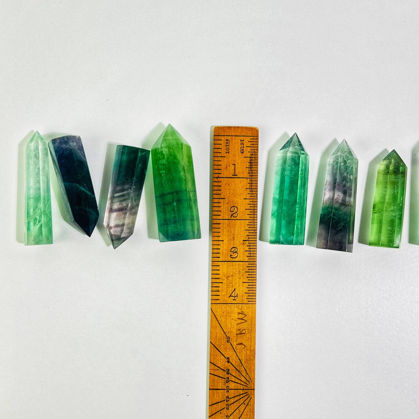 Natural Green Fluorite Quartz Crystal Point Spiritual Stone