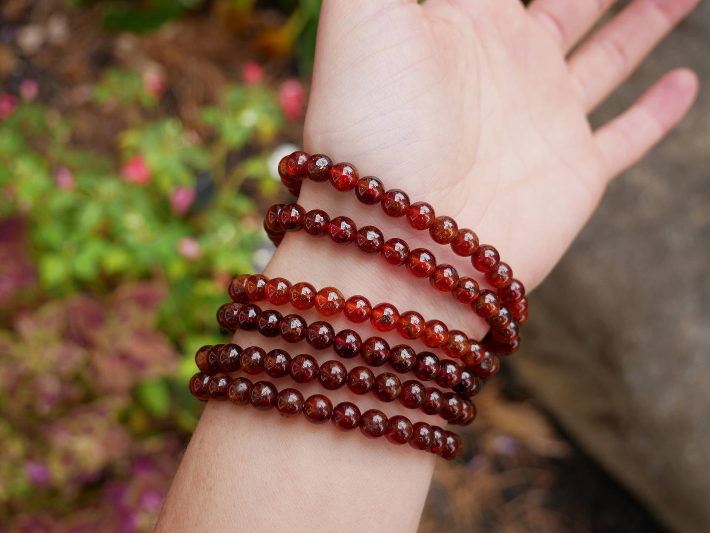 Garnet Beaded Bracelets 6mm