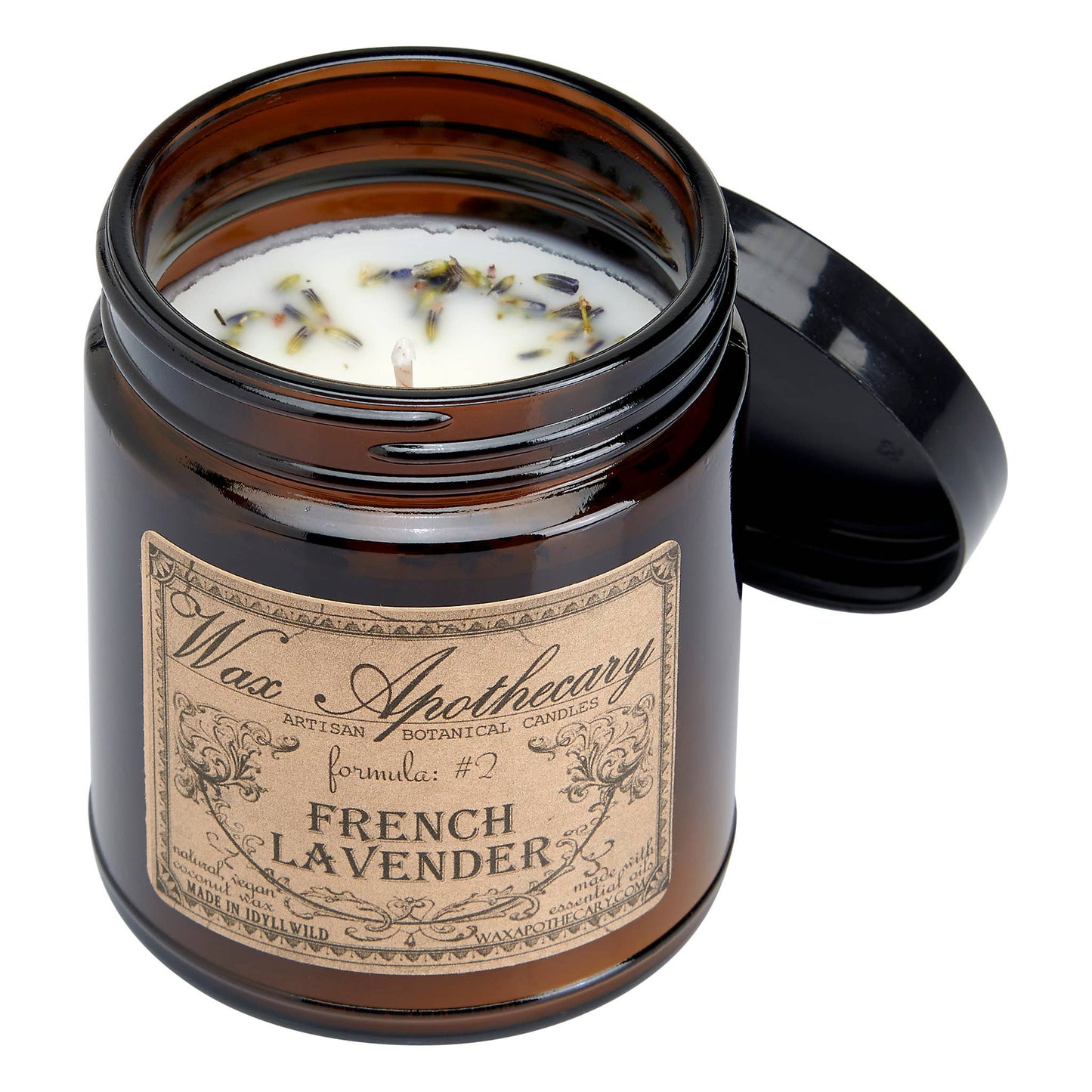 French Lavender 6oz Botanical Candle in Amber Glass Jar
