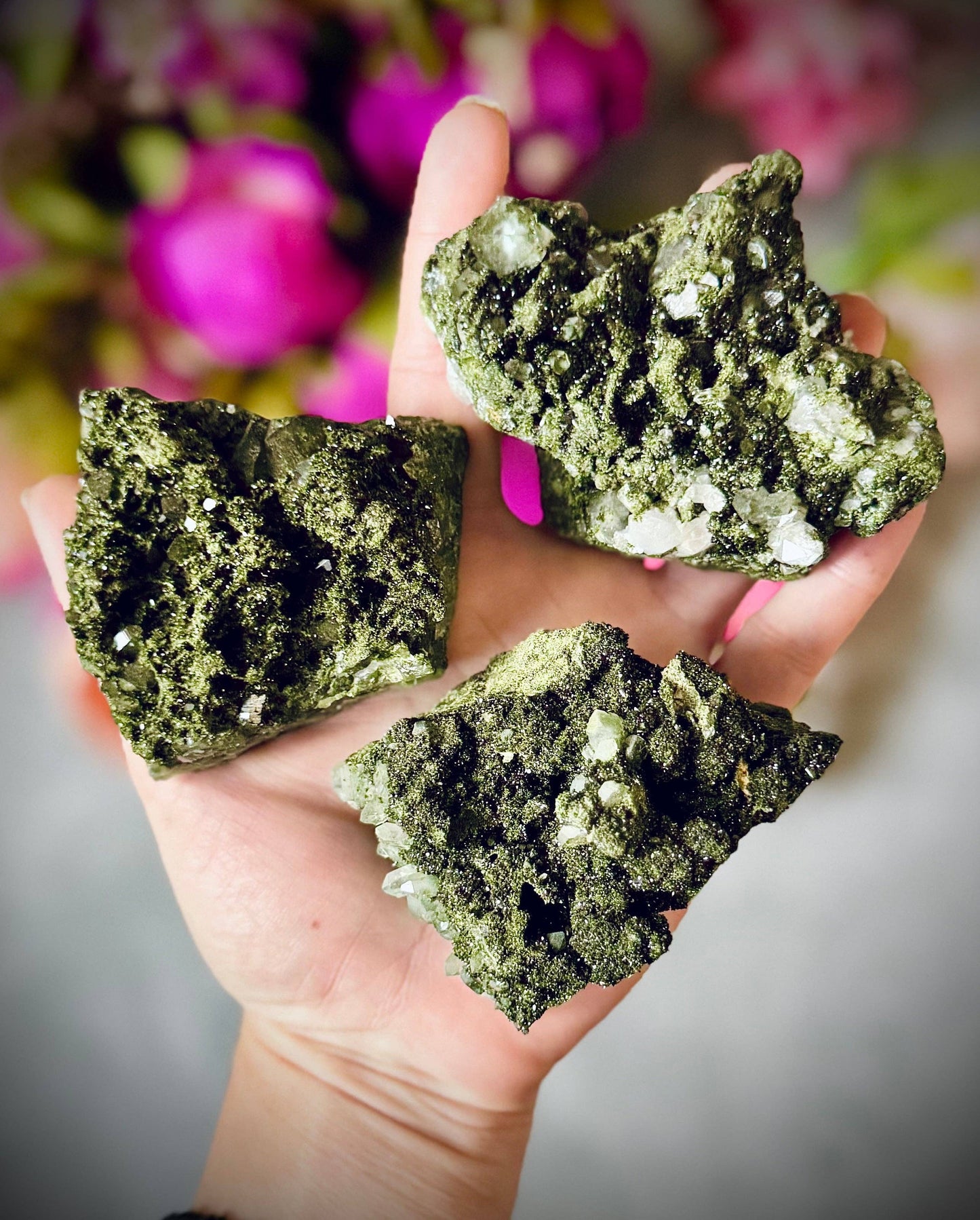 Large Forest Epidote Specimens from Turkey, Epidote and Quartz, Epidote Clusters