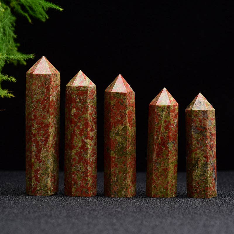 Unakite Crystal Tower Obelisk Point – Balance & Emotional Healing