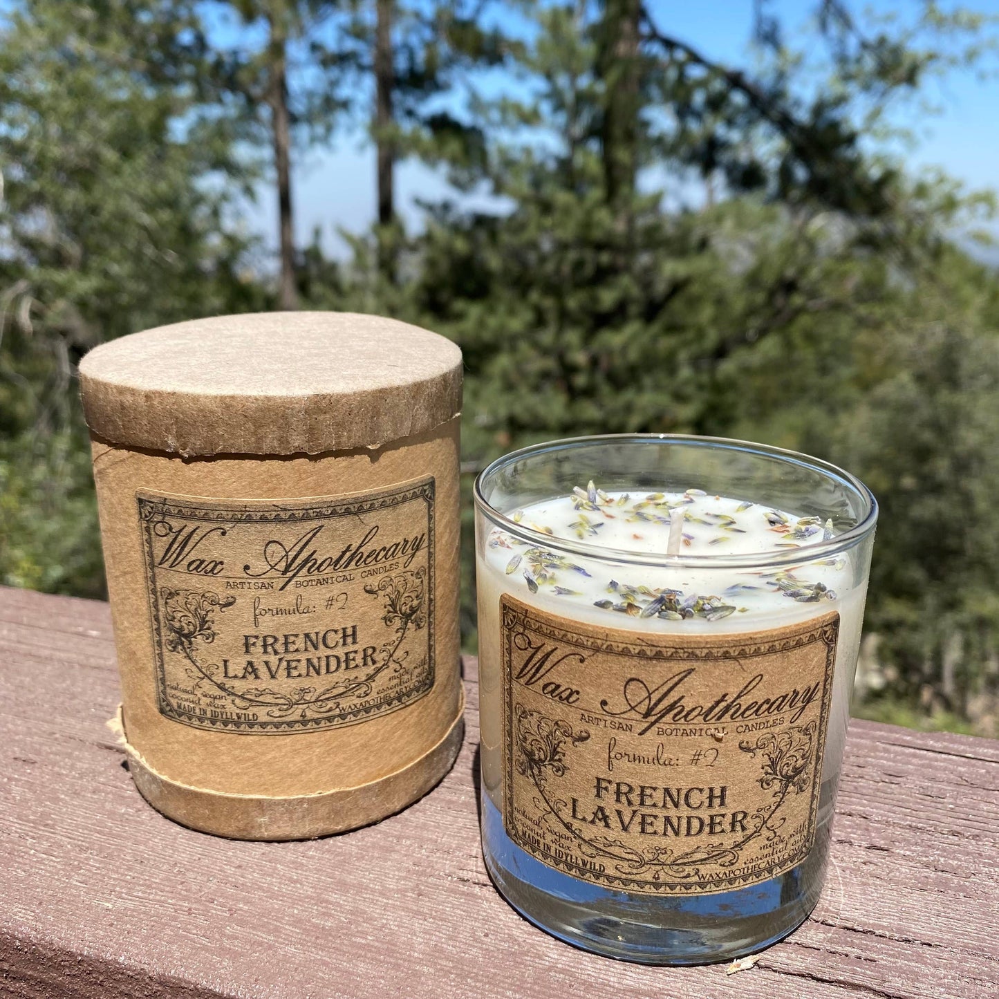 French Lavender Botanical Candle in Scotch Glass in Box 7oz