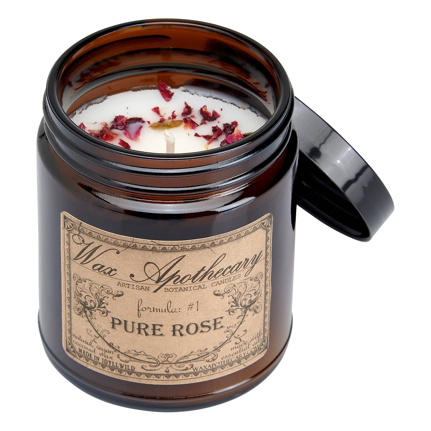 Pure Rose 6oz Botanical Candle in Amber Glass Jar
