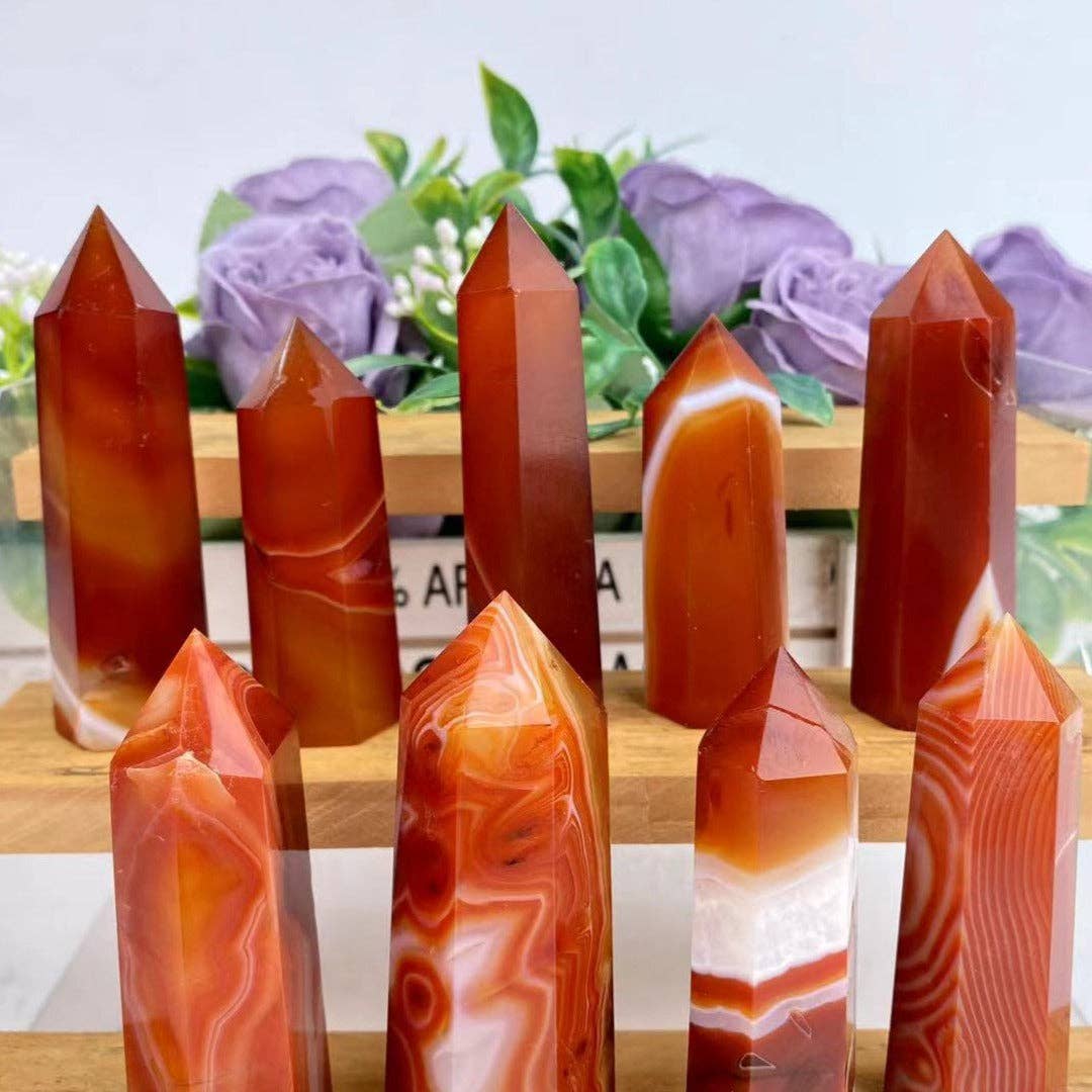 Red Agate Crystal Obelisk Tower Point
