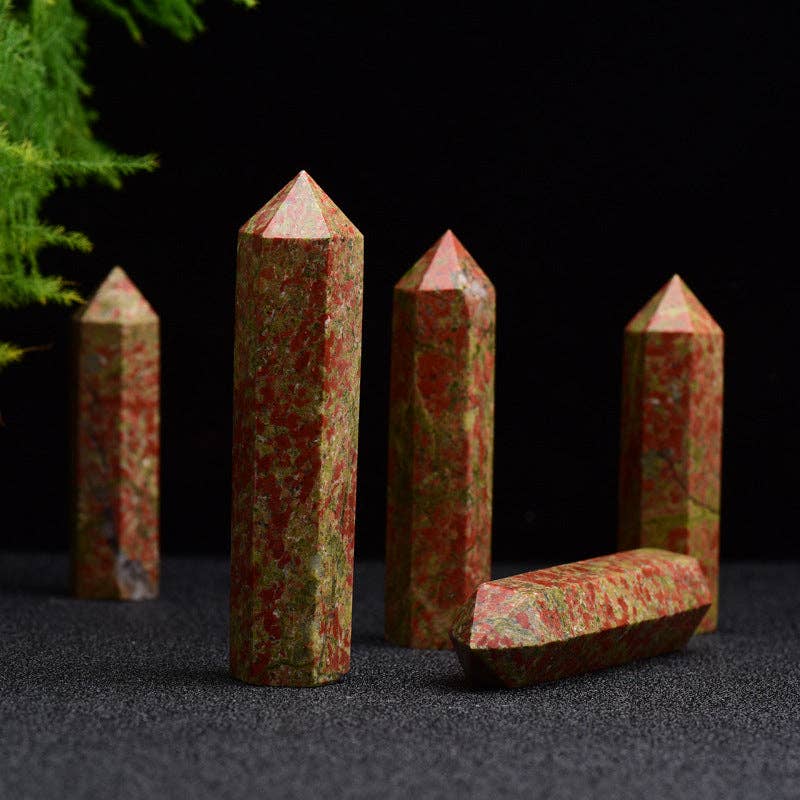 Unakite Crystal Tower Obelisk Point – Balance & Emotional Healing