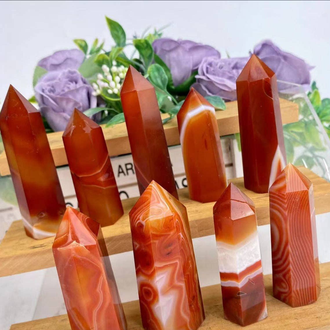 Red Agate Crystal Obelisk Tower Point