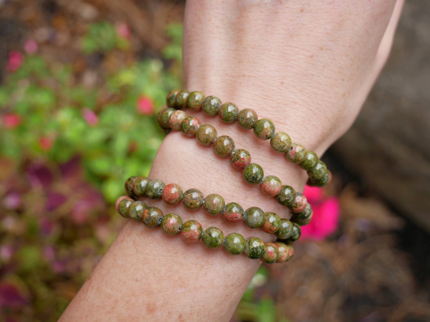 Unakite Beaded Bracelets 6mm