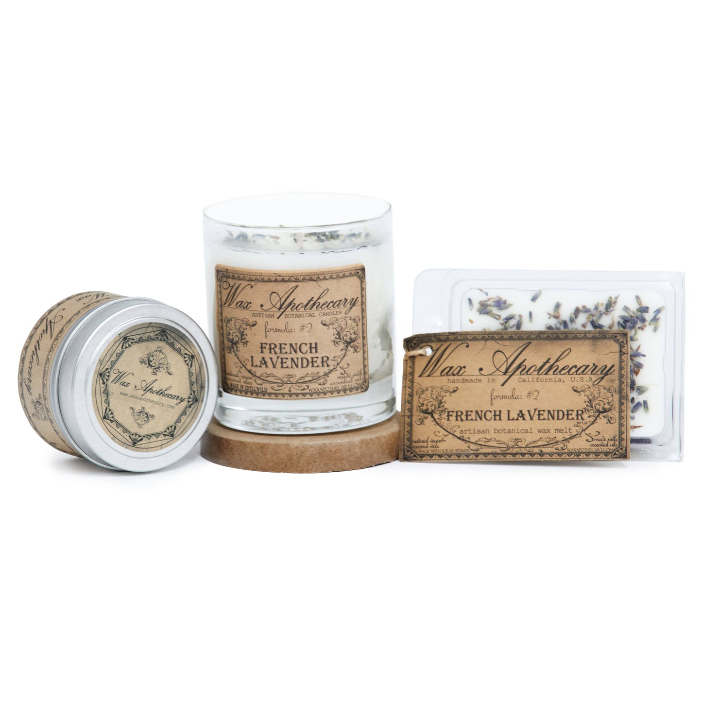 French Lavender Botanical Candle in Scotch Glass in Box 7oz