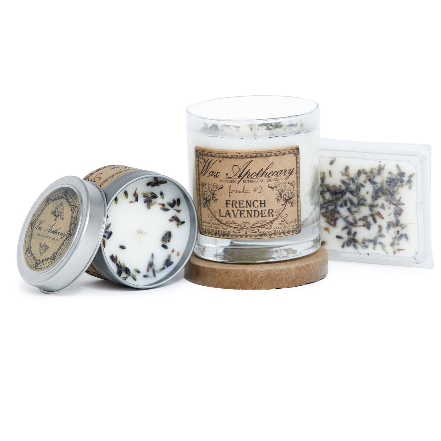 French Lavender Botanical Candle in Scotch Glass in Box 7oz