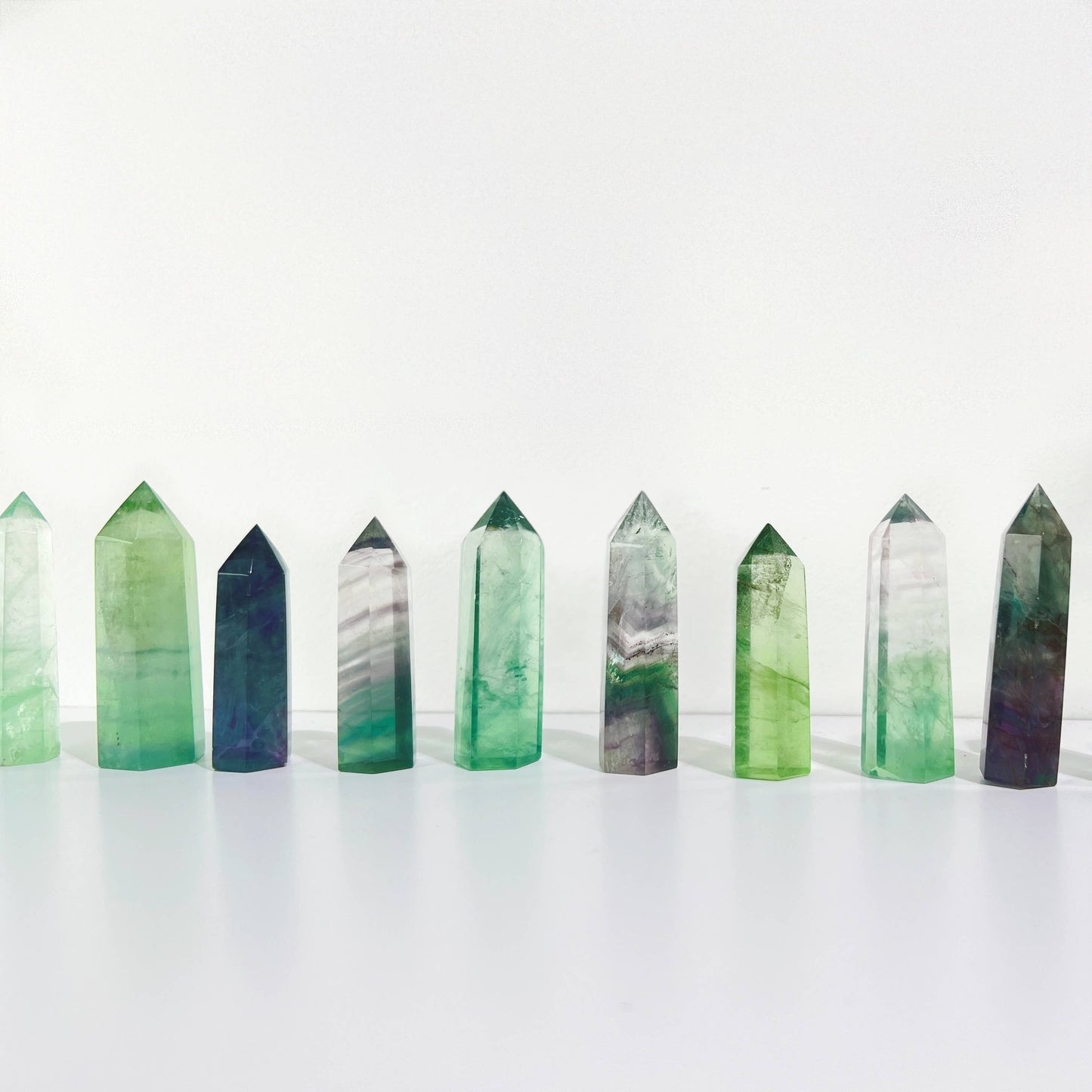 Natural Green Fluorite Quartz Crystal Point Spiritual Stone