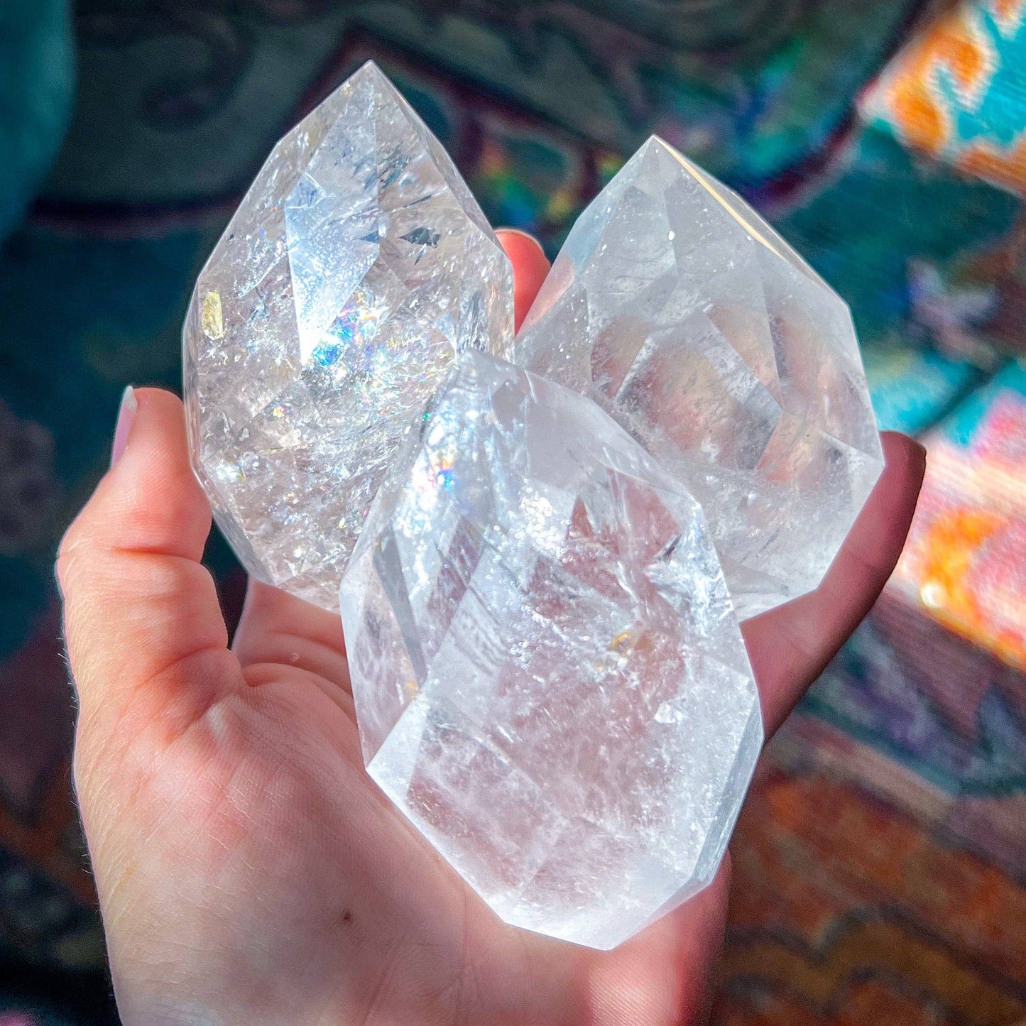 Clear Quartz Faceted Flames, Ethically Sourced Crystals