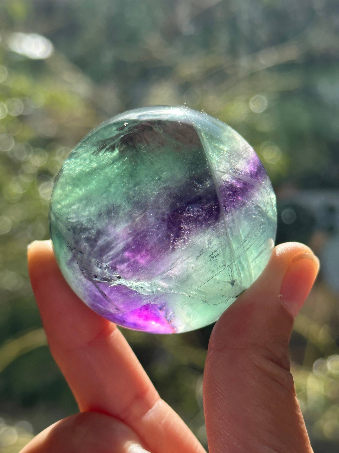 Natural Watermelon Fluorite Crystal Sphere
