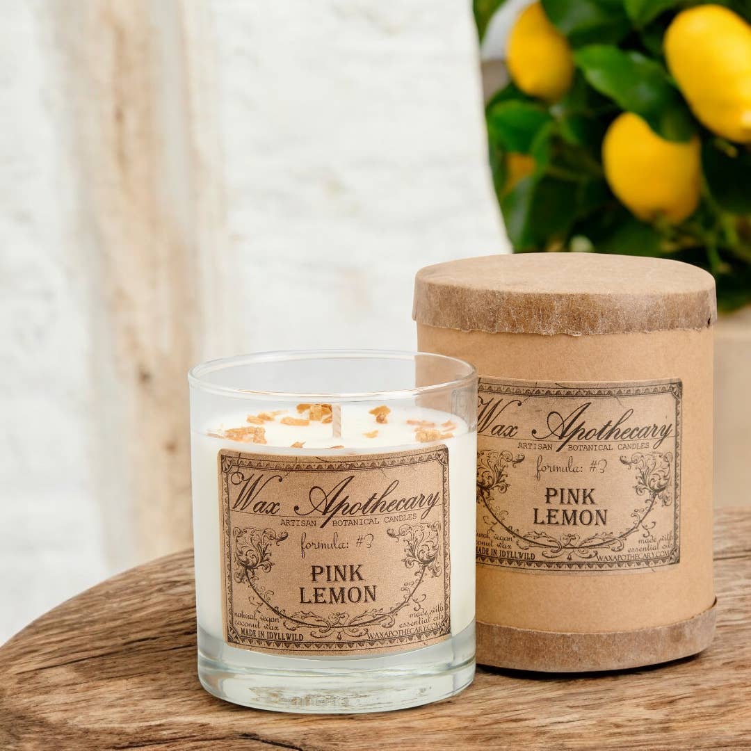 Pink Lemon Botanical Candle in Scotch Glass in Gift Box 7oz