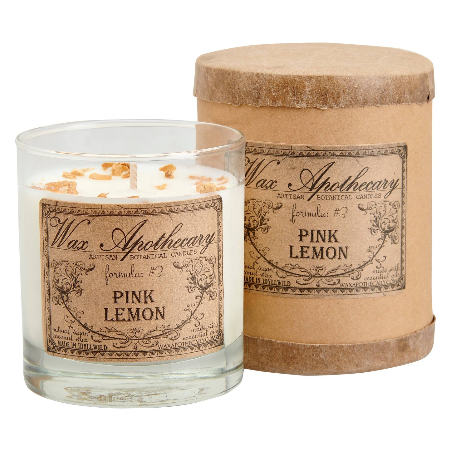 Pink Lemon Botanical Candle in Scotch Glass in Gift Box 7oz