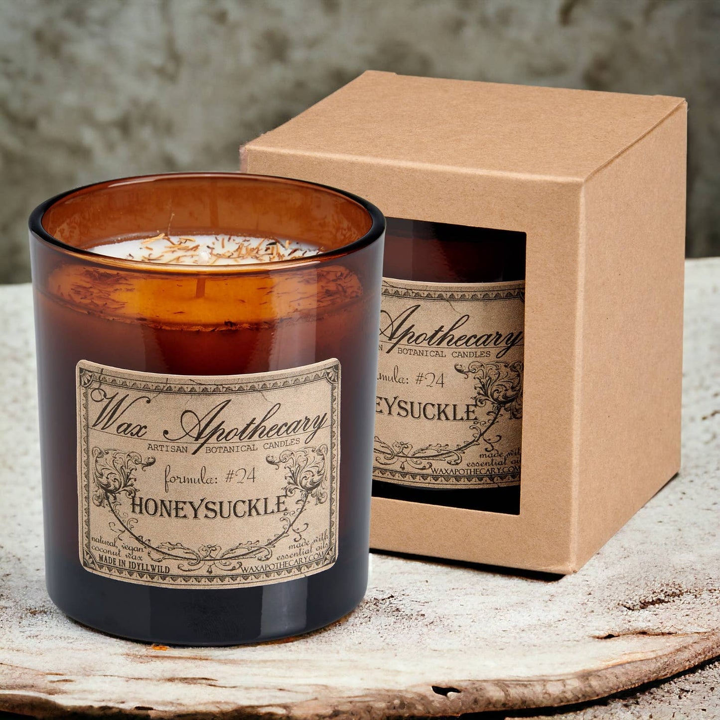 Artisan Amber Glass Candle - Honeysuckle