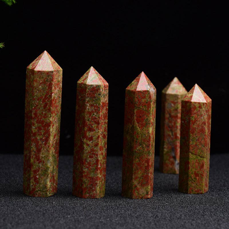 Unakite Crystal Tower Obelisk Point – Balance & Emotional Healing