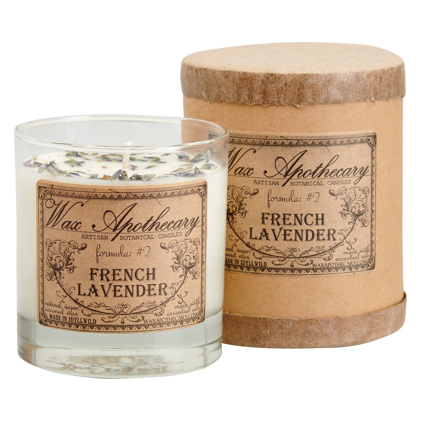 French Lavender Botanical Candle in Scotch Glass in Box 7oz