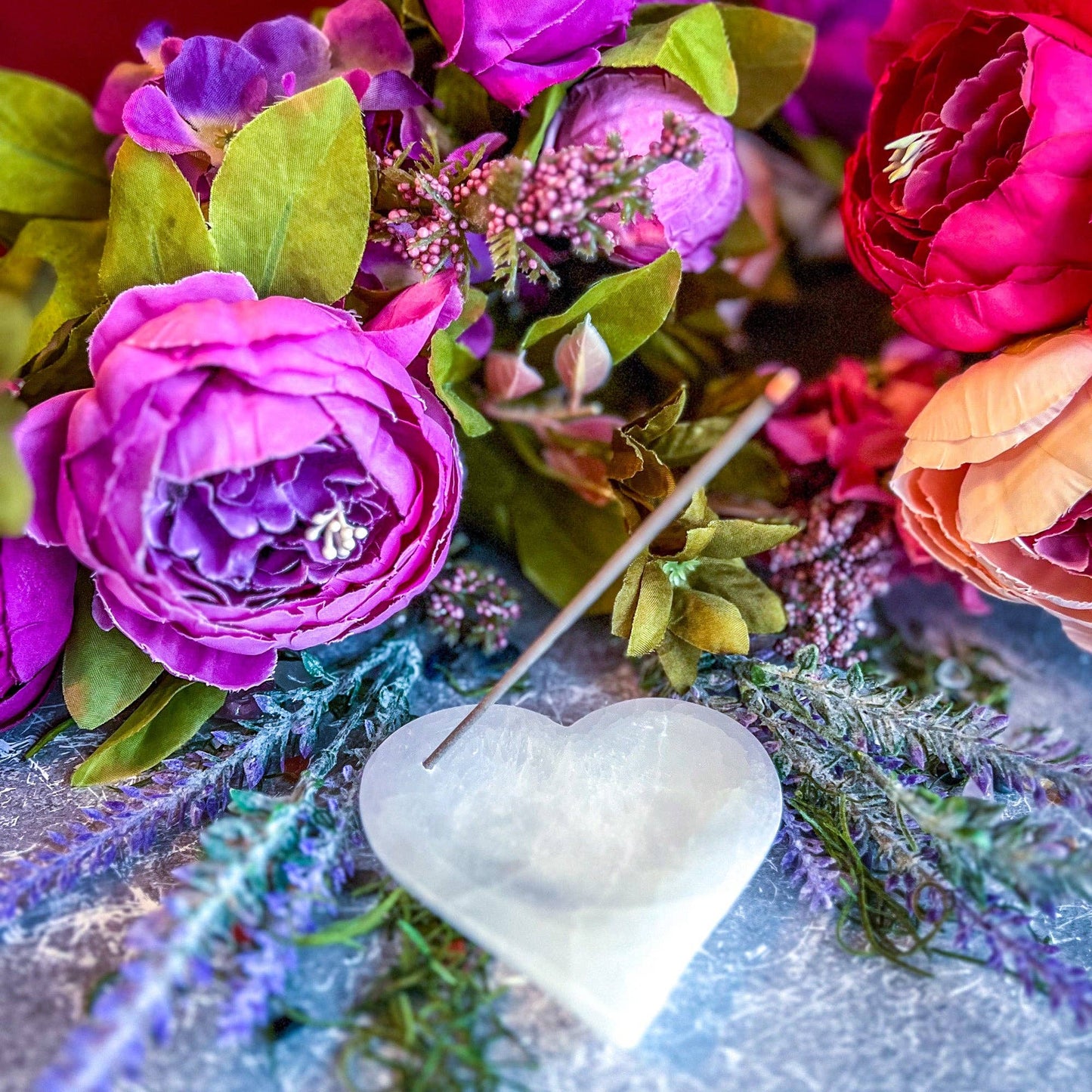 Selenite Heart Incense Holder Valentine's Valentine Gift