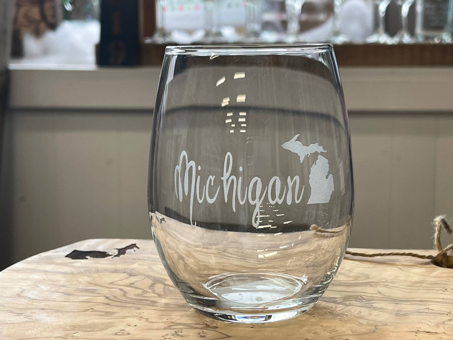 Stemless Wine Glass  Great Lakes Michigan