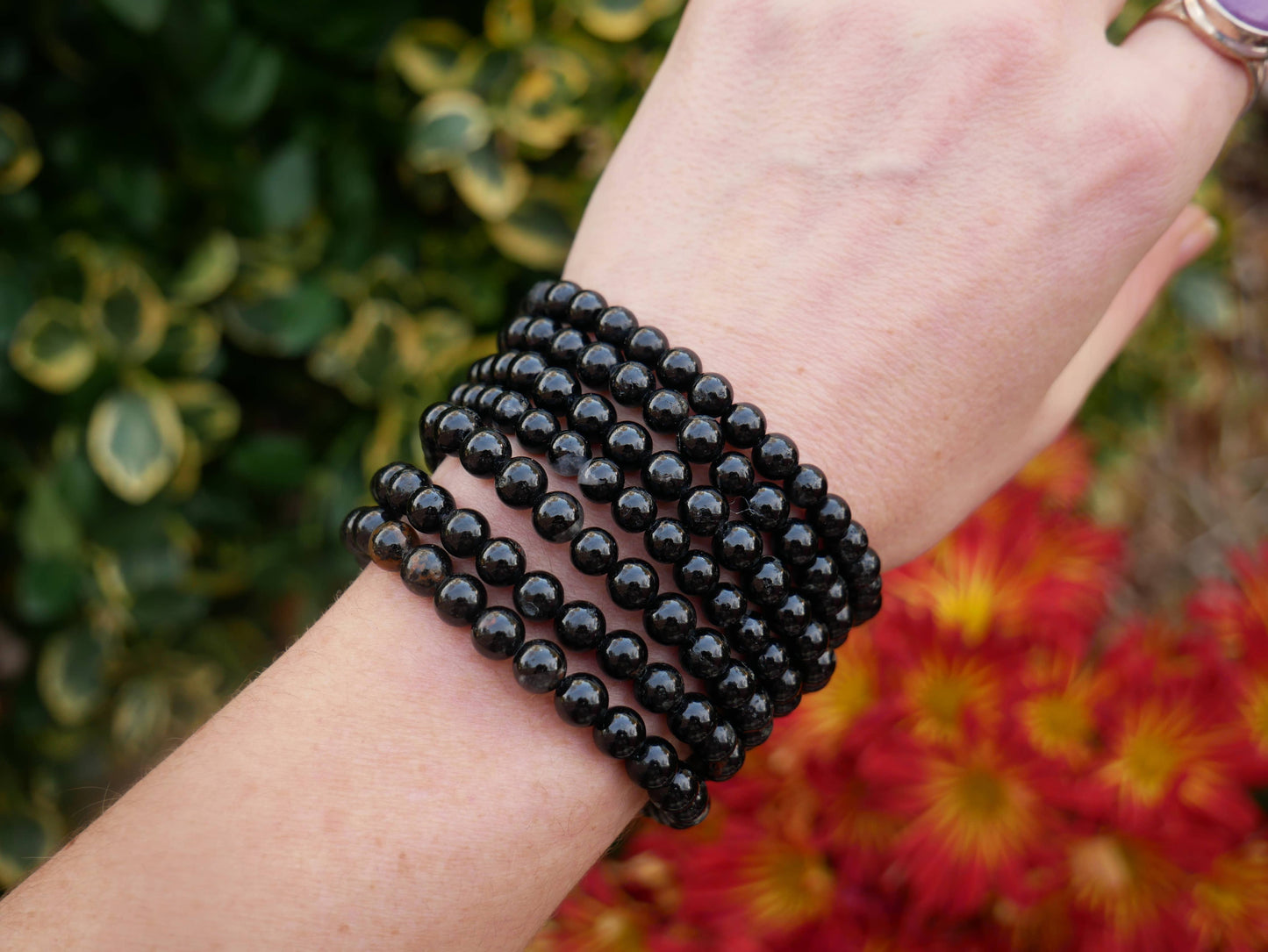 Black Tourmaline Beaded Bracelets 6mm