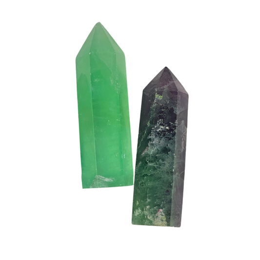 Natural Green Fluorite Quartz Crystal Point Spiritual Stone