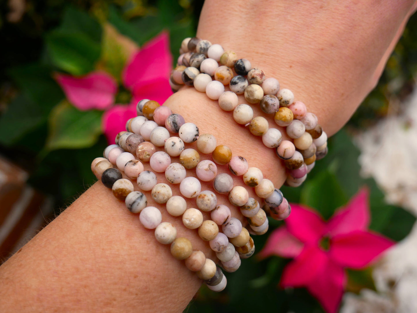 Pink Opal Beaded Bracelets 6mm