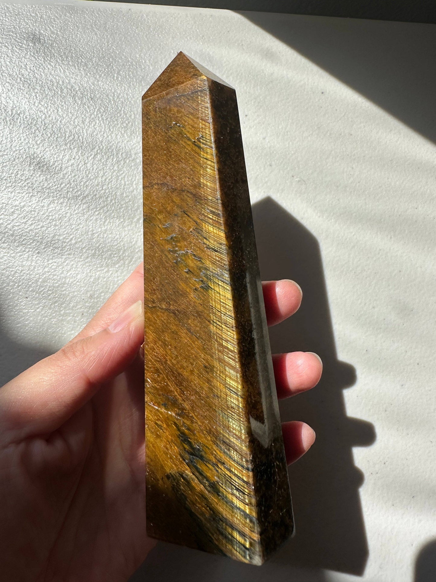 Large Tiger's Eye Crystal Tower Obelisk – Courage & Inner Strength