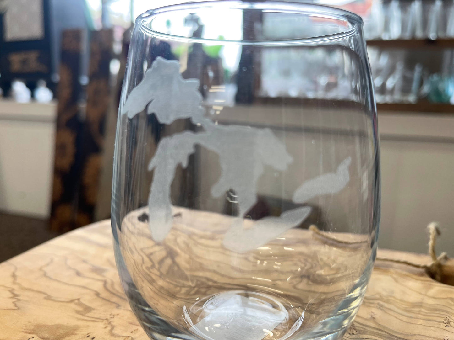 Stemless Wine Glass  Great Lakes Michigan
