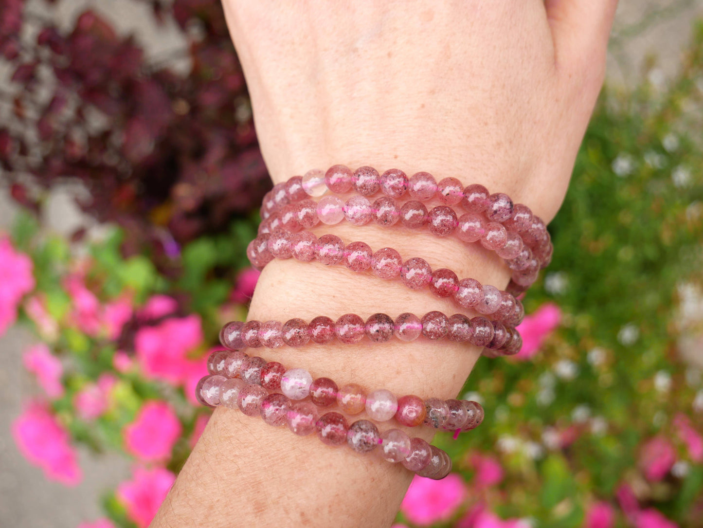 Strawberry Quartz Beaded Bracelets 6mm