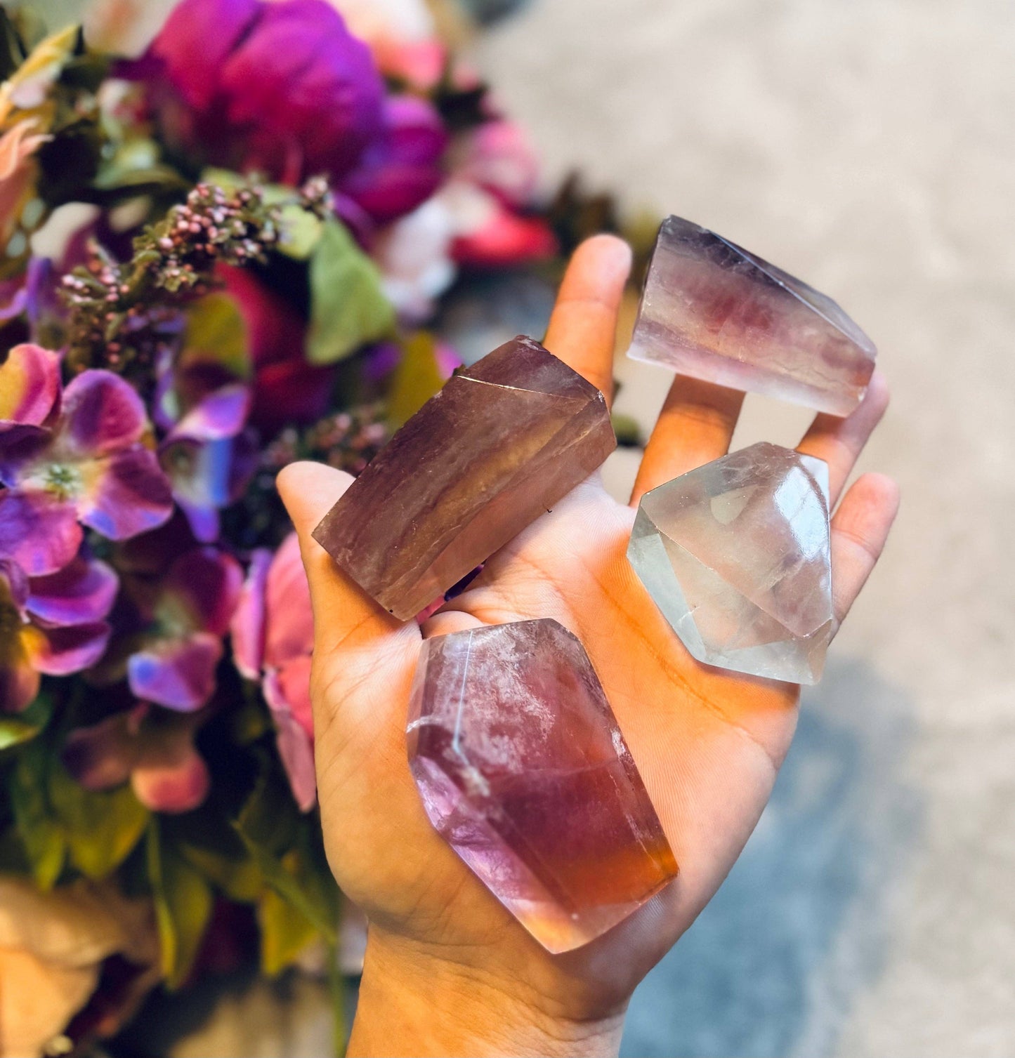 CANDY Fluorite Shapes, Polished Fluorescent Crystals