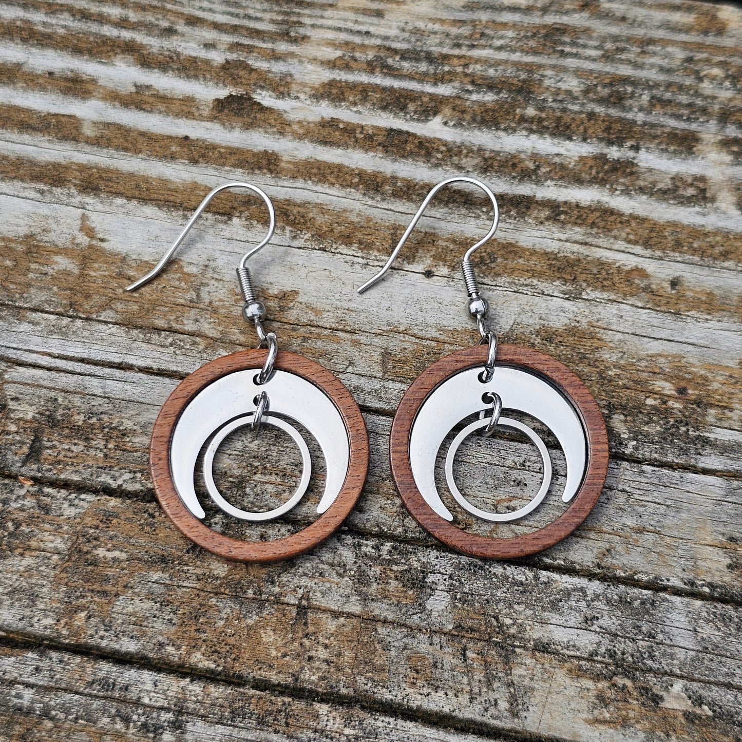 Walnut Celestial Earrings