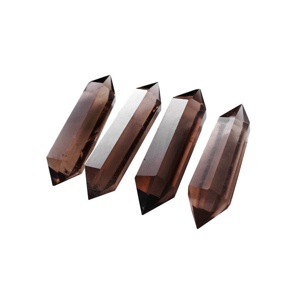 Double Terminated Smoky Quartz Crystal Point Tower Wand