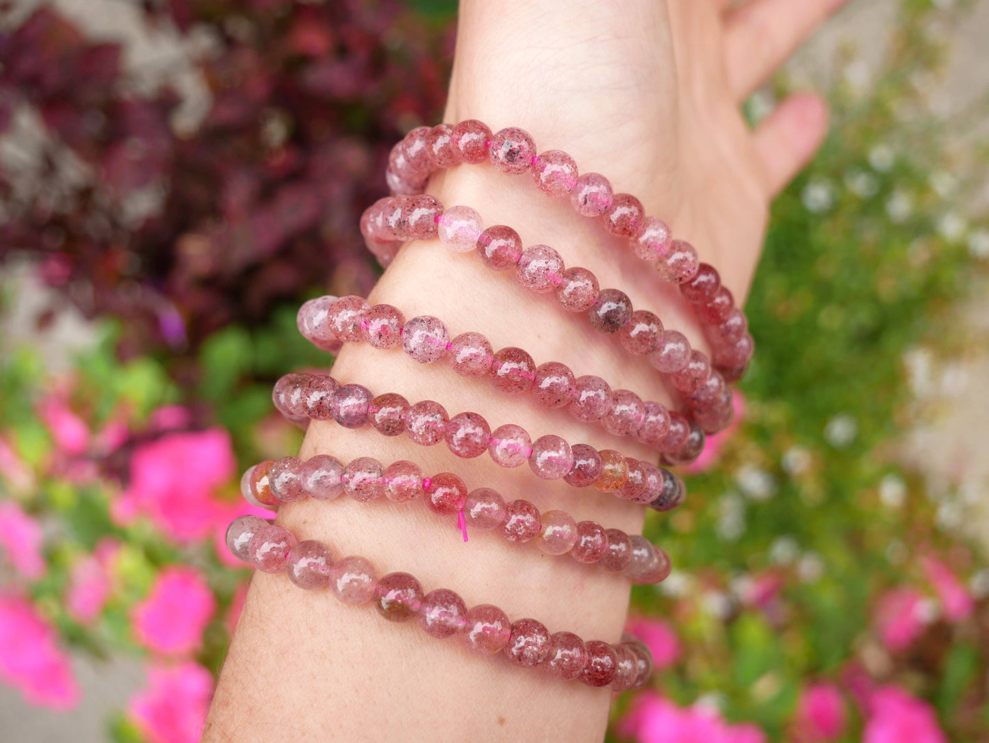 Strawberry Quartz Beaded Bracelets 6mm