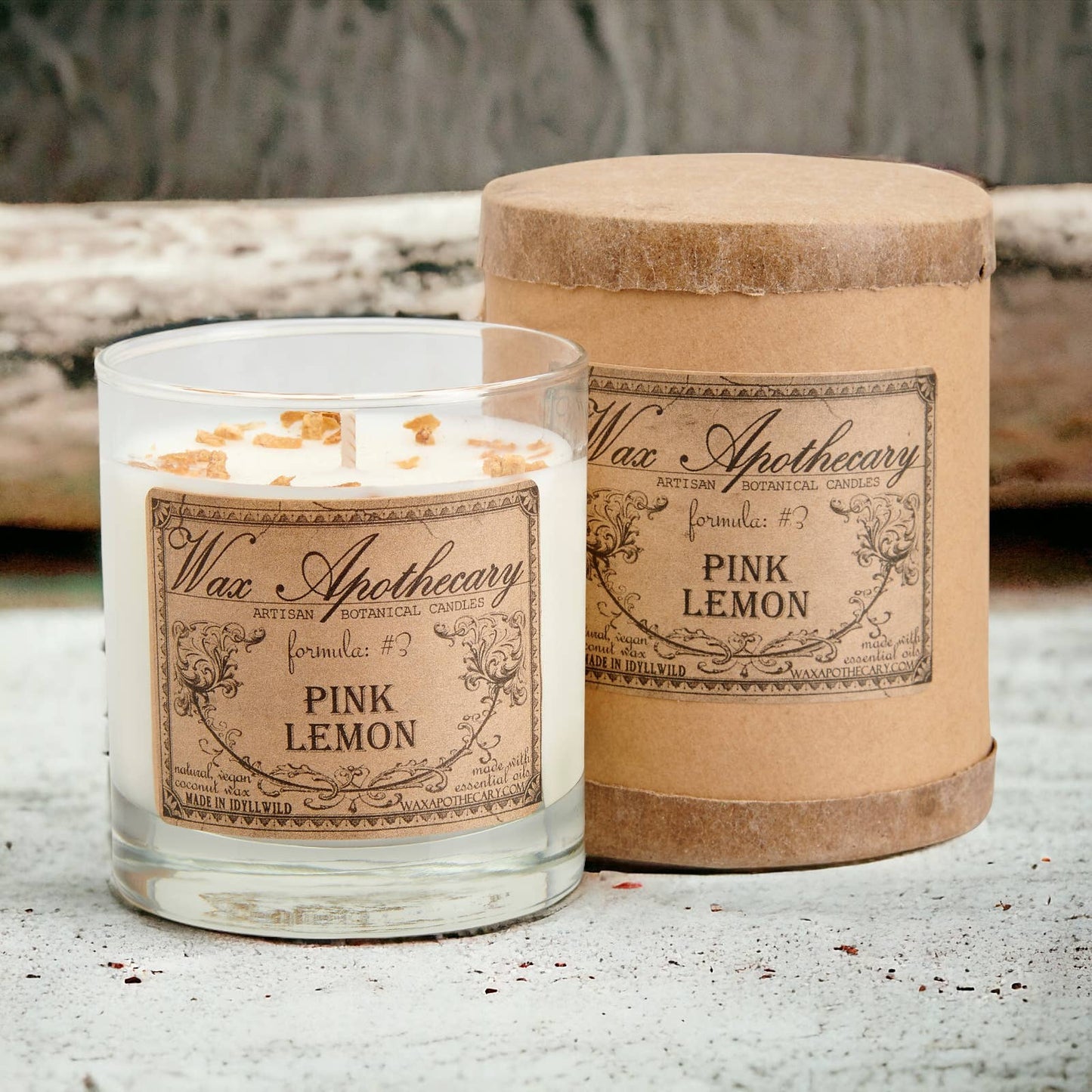 Pink Lemon Botanical Candle in Scotch Glass in Gift Box 7oz