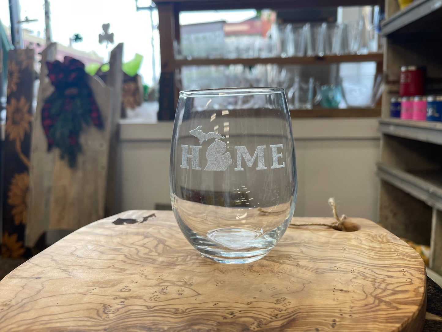 Stemless Wine Glass  Great Lakes Michigan