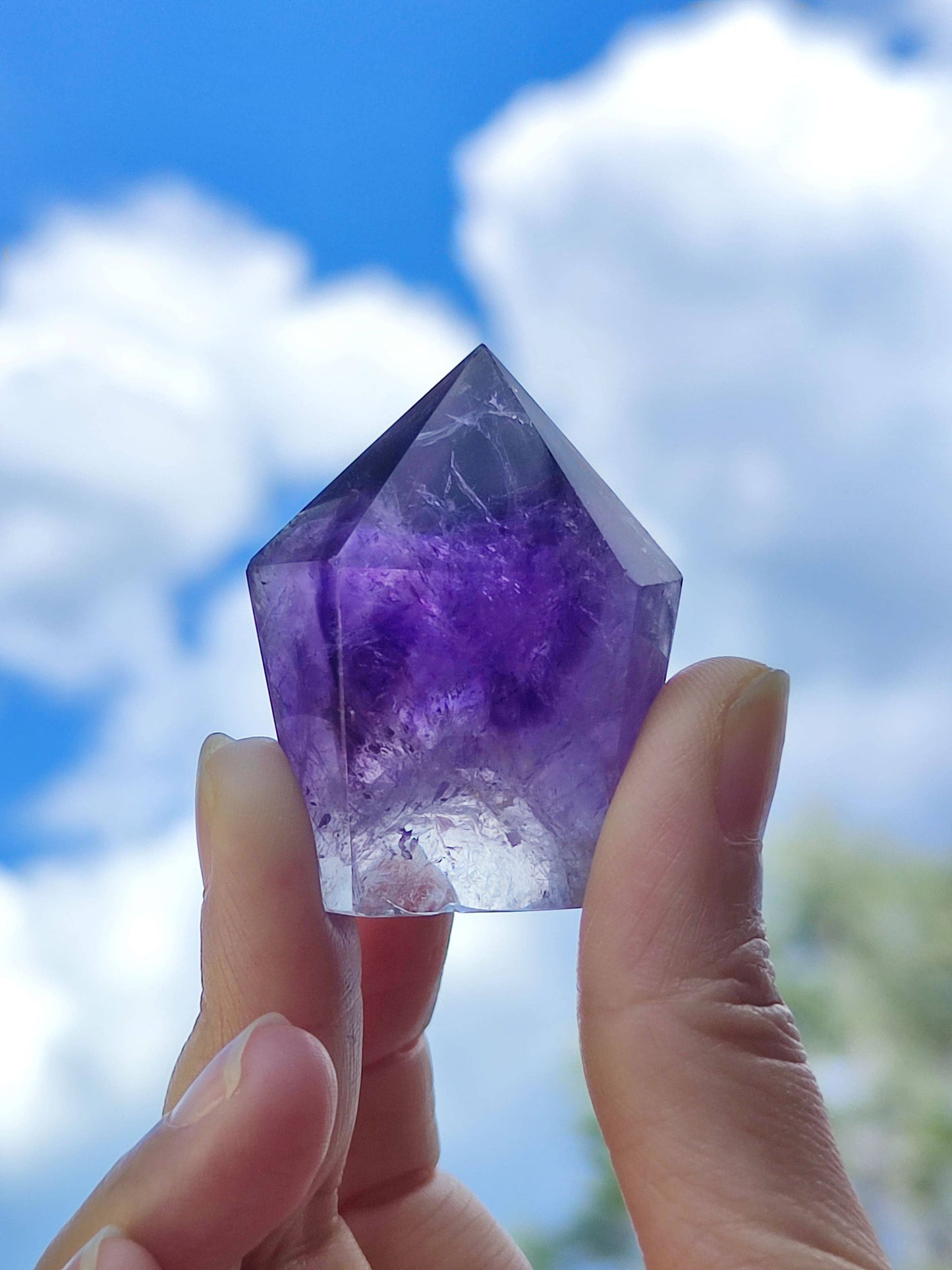 Violet Brazilian Amethyst Tower Point Generator - Meditation and Energy Healing