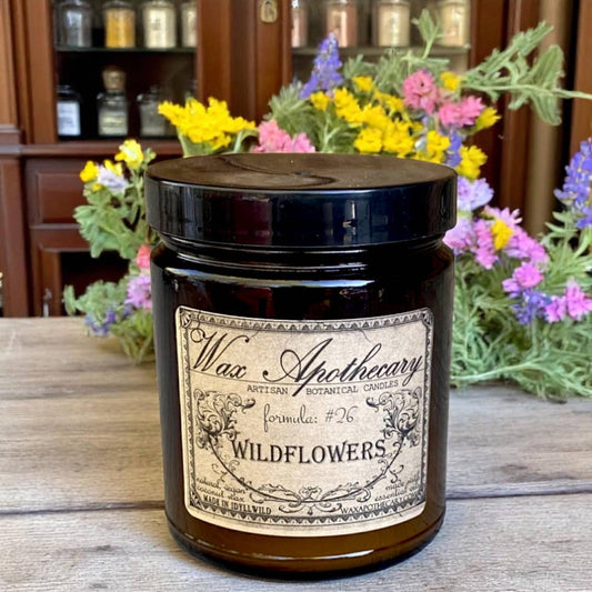 Wildflowers 6oz Botanical Candle Amber Glass Jar