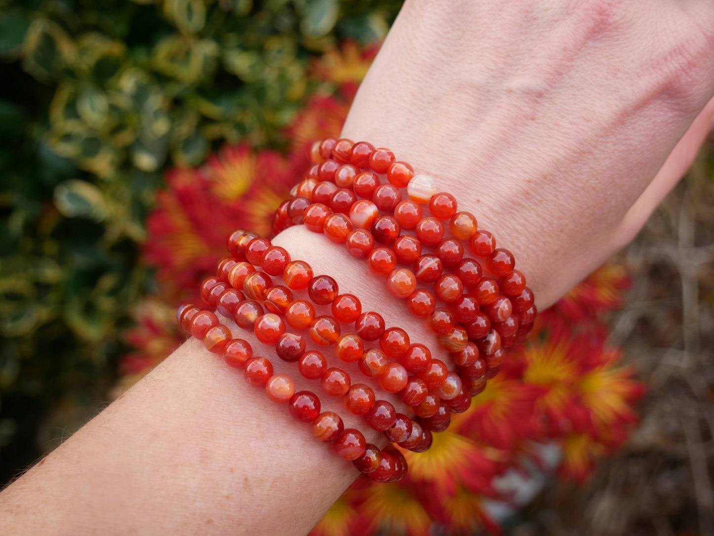 Carnelian Beaded Bracelets 6mm