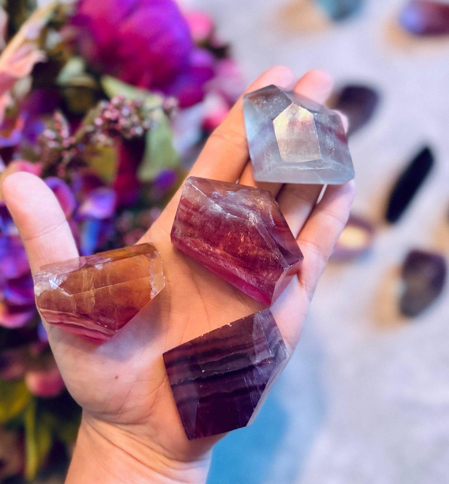 CANDY Fluorite Shapes, Polished Fluorescent Crystals