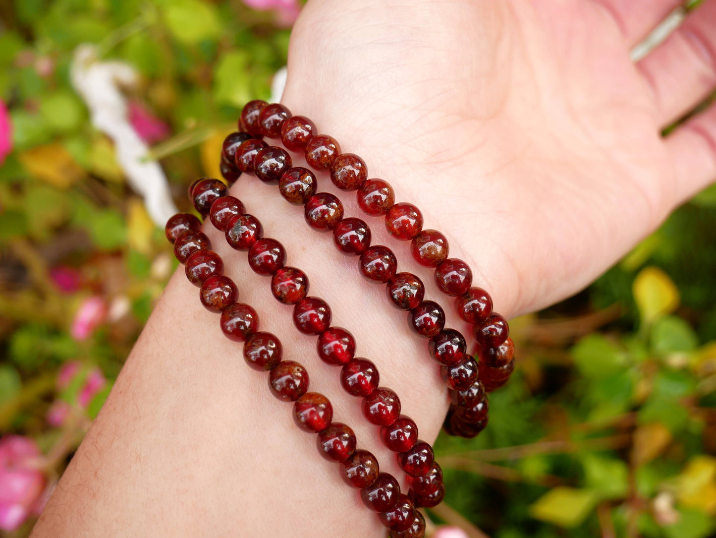 Garnet Beaded Bracelets 6mm